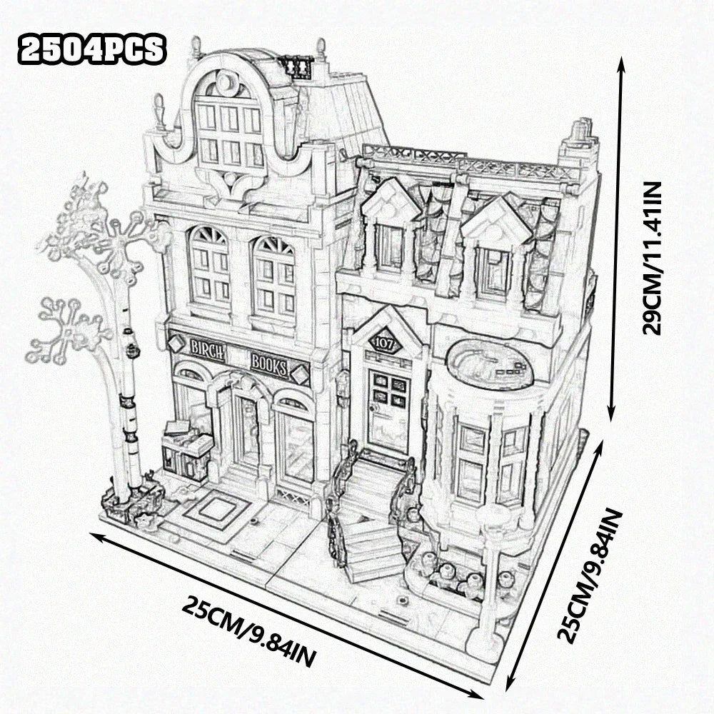 MOC Model Street View Restaurant Cafe Corner Police