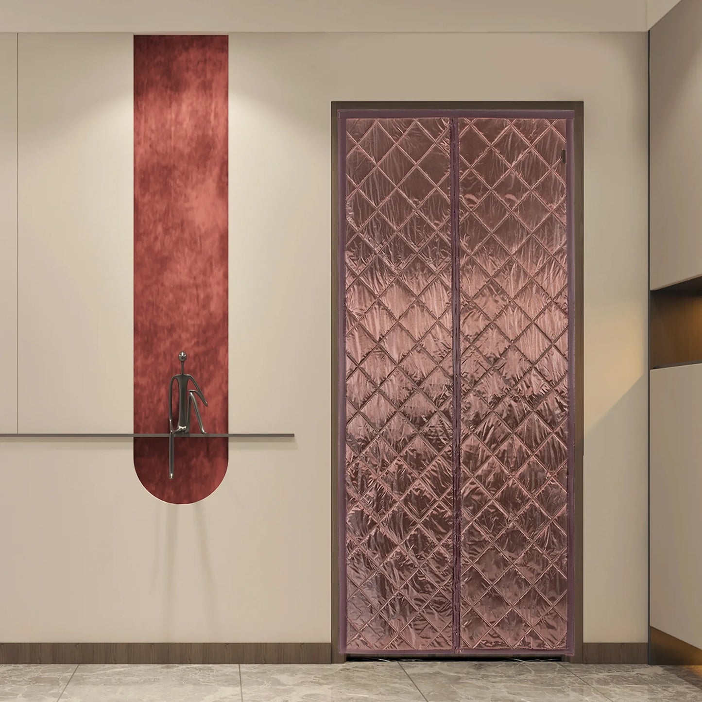 Magnetic Thermal Insulated Door Curtain 39 By 82 Inch Waterproof Door Cover With Practical Hooks For Balcony Bedroom Kitchen