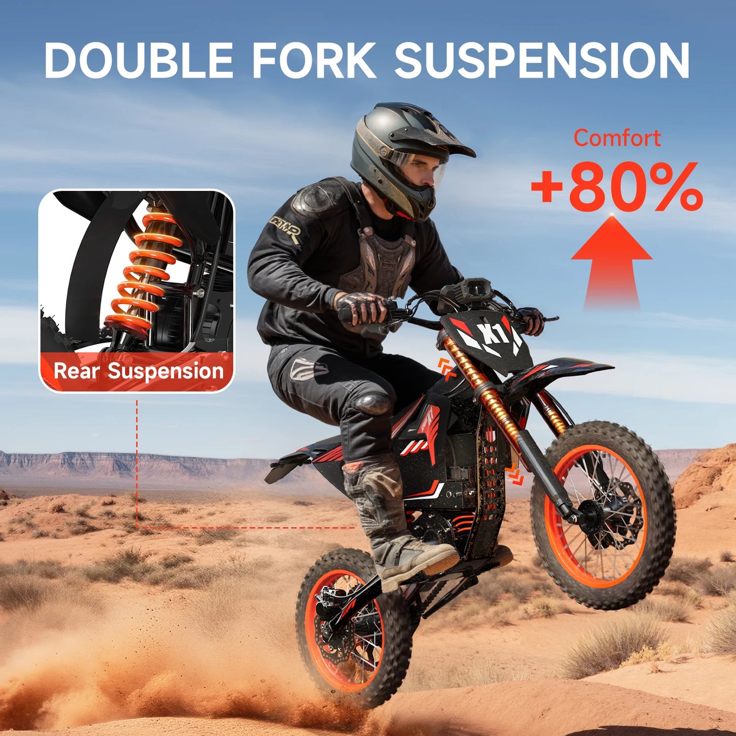 QRONGE X1 Spark Electric Dirt Bike 60 Mile Range 4500W
