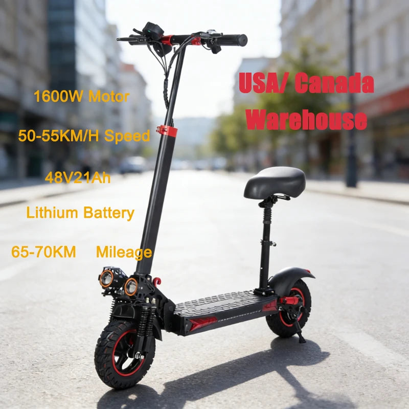 11 Inch Foldable Dual Suspension Electric Scooter 48V 21Ah Fast 55kmh