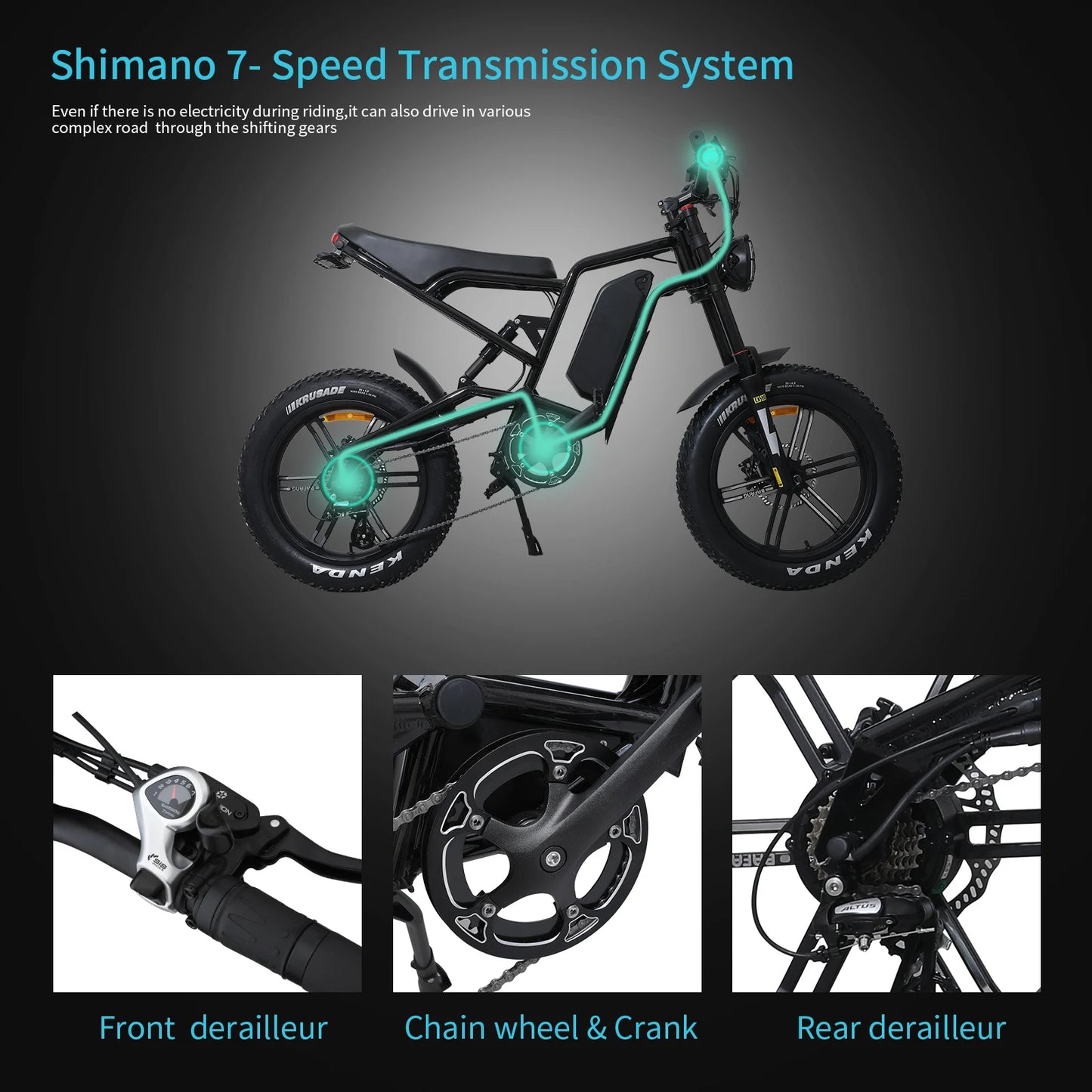 Xtion 750W 48V Electric Mountain Bike Fat Tire 20 Inch LCD Display UL Certified