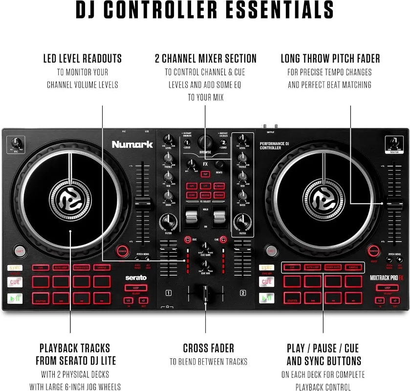 FX 2 Deck DJ Controller for Serato with Touch Jog Wheels