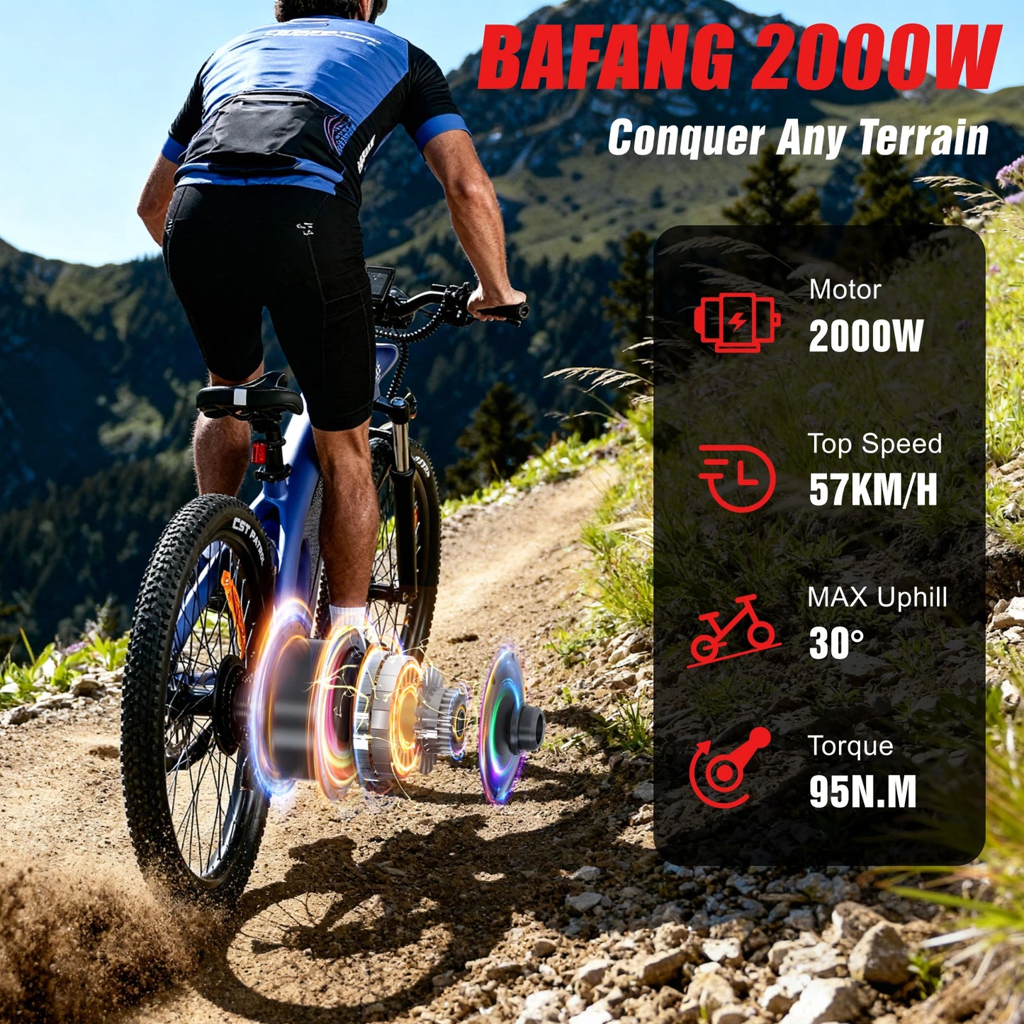 HX Q5 2000W Electric Mountain Bike 27.5 Off Road E Bike
