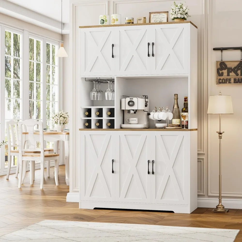 71 Inch Tall Farmhouse Pantry Cabinet With Microwave Stand