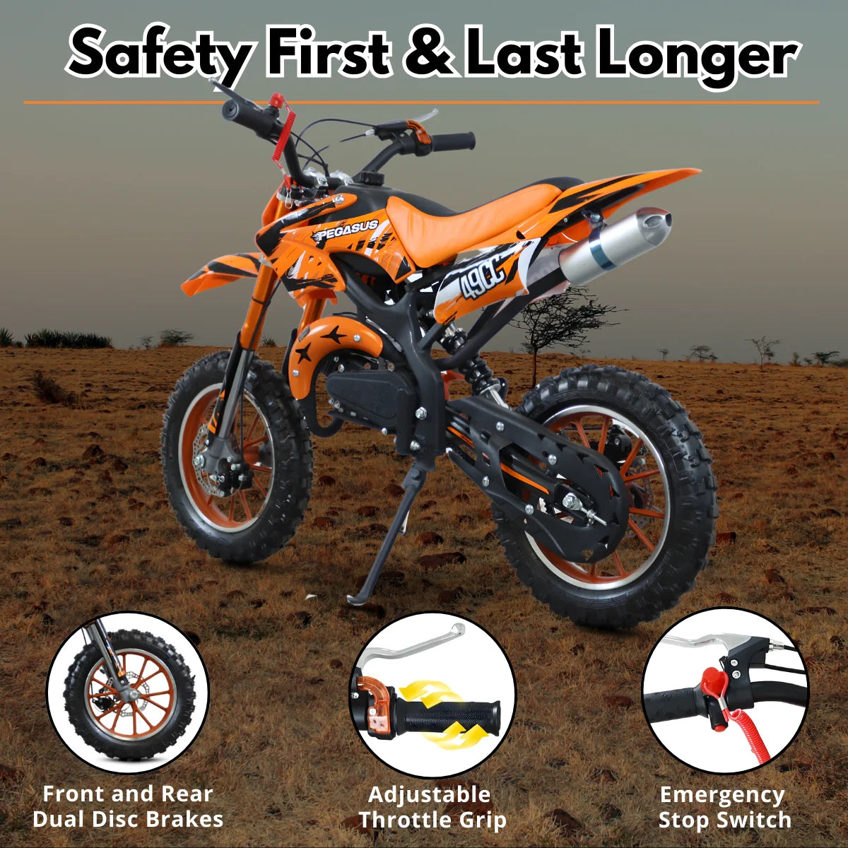 Powerful 49cc Two Stroke Crosscycle Dirt Bike For Adults And Kids