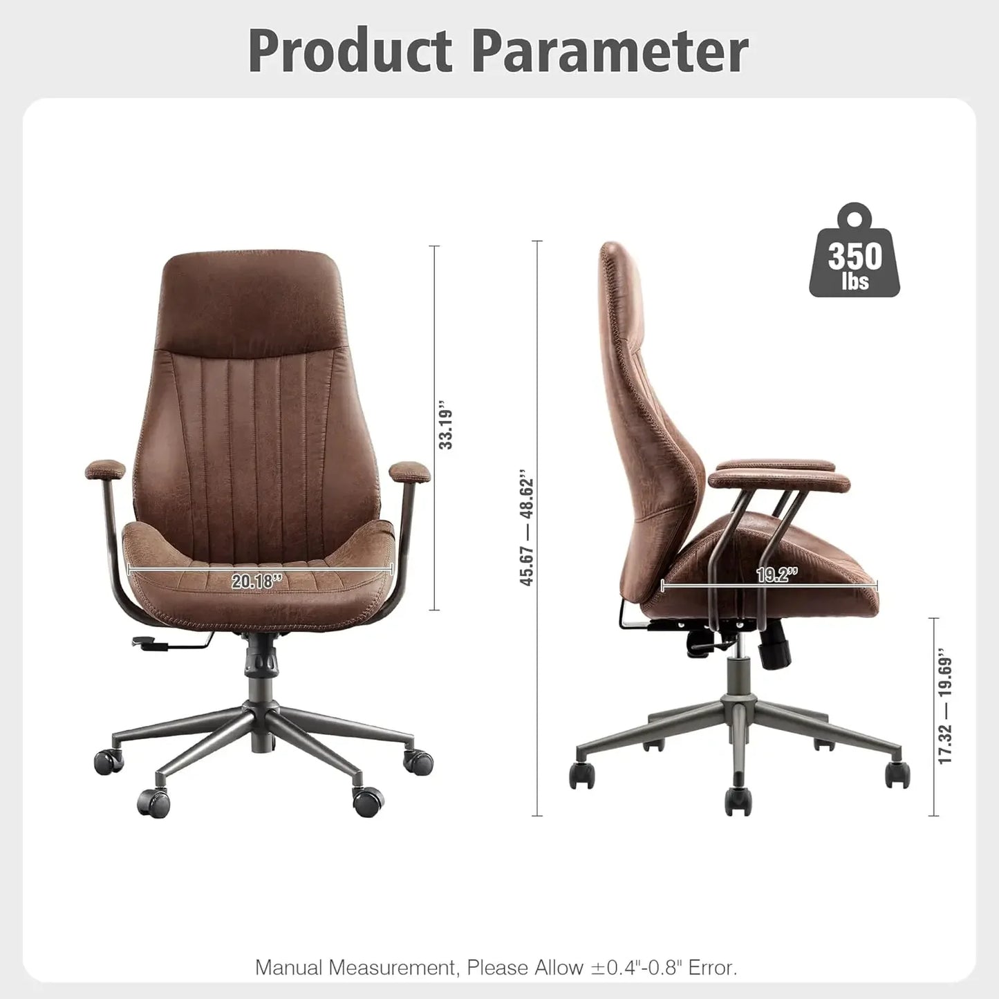 Ergonomic High Back Office Chair With Lumbar Support Suede