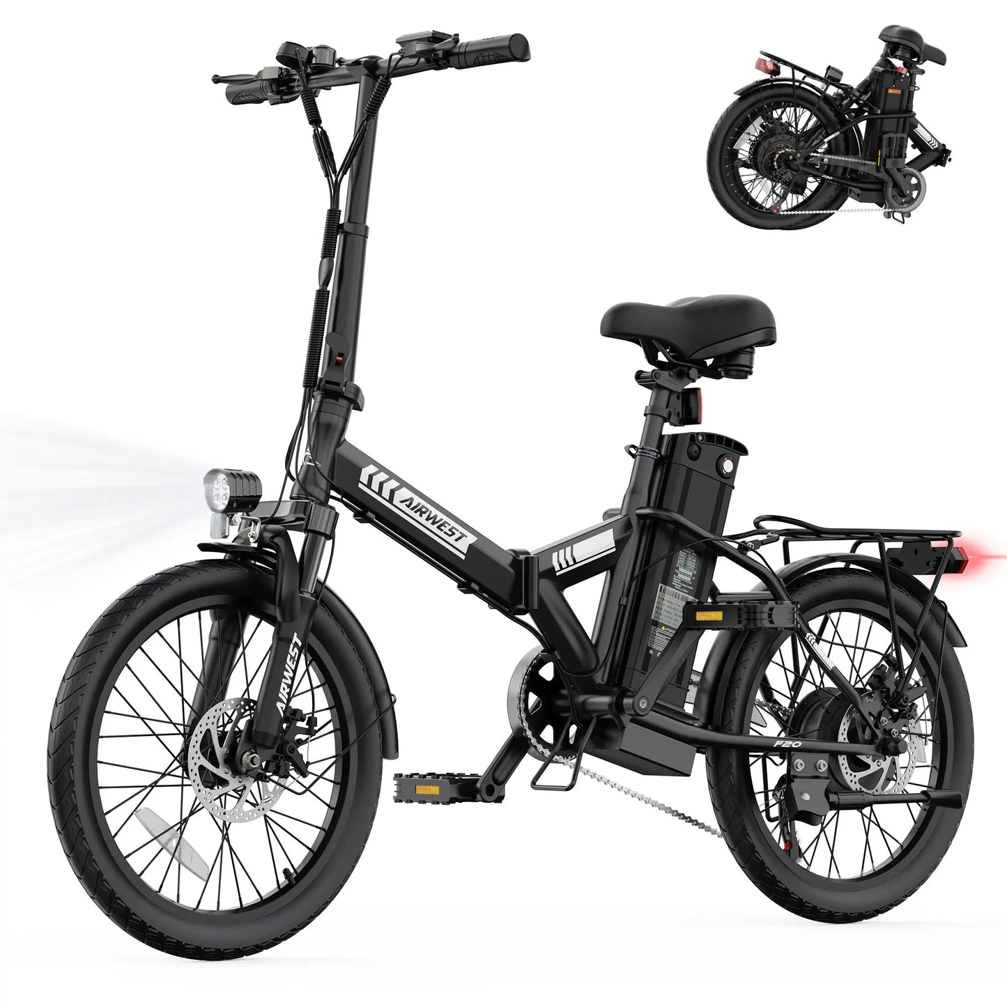 Airwest F20 Adult Electric Bike 750W Peak Motor 20 Inch Tires