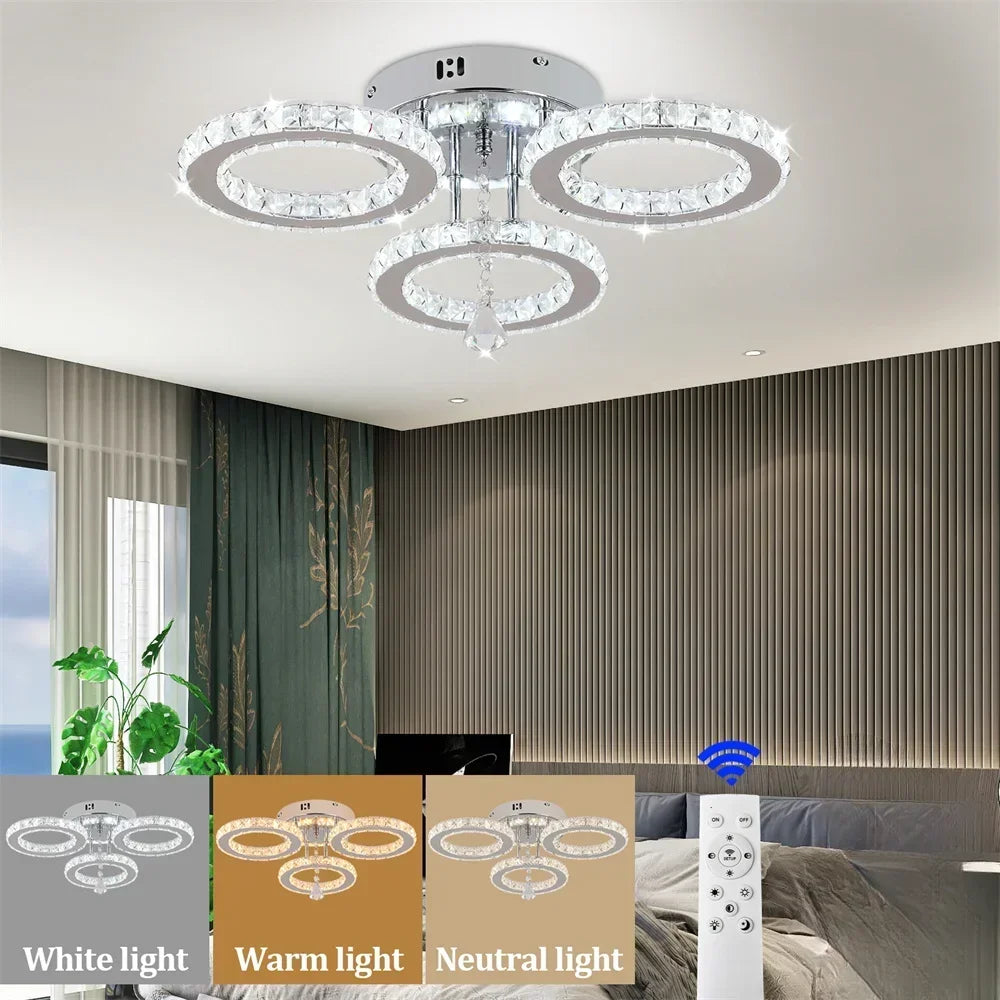 Modern Crystal Chandelier Flush Mount Ceiling Light Fixture